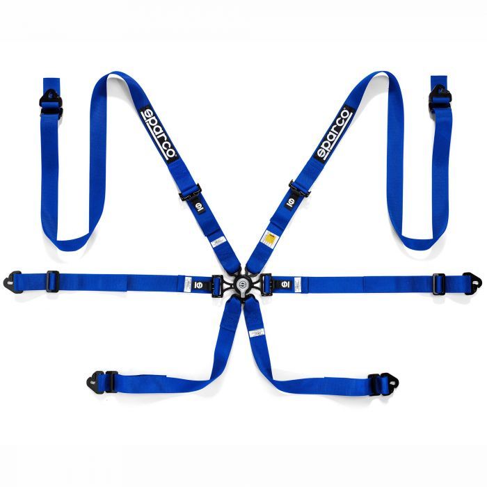 Sparco 6 point harness blue